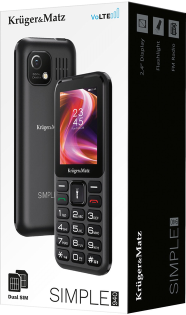 Мобільний телефон Kruger&Matz Simple KM0940 4G Black (5901890068642) - зображення 7