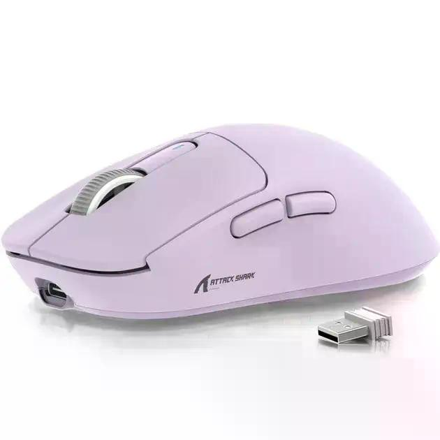 Беспроводная игровая мышь Attack Shark X3 PAW3395 26000dpi + стикеры Purple - изображение 1
