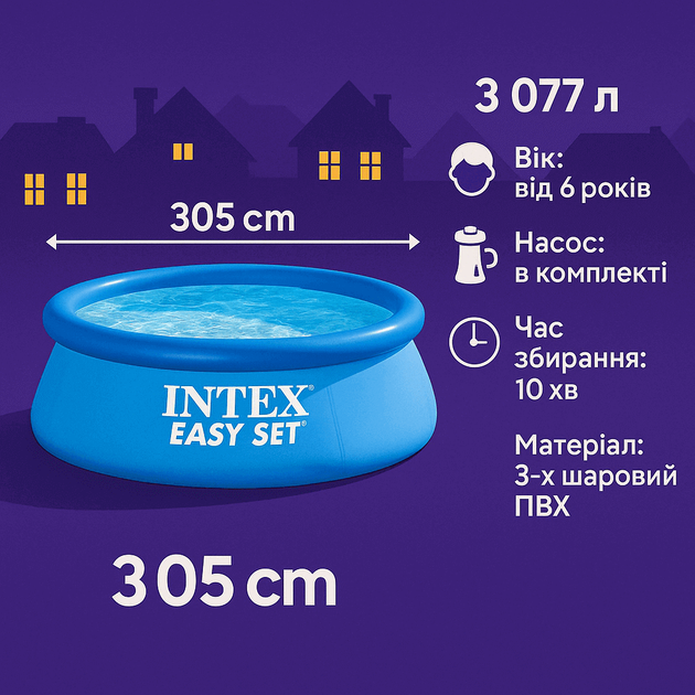 Наливной Бассейн Intex 305x61 см с фильтром - Easy Set 28118 - изображение 2