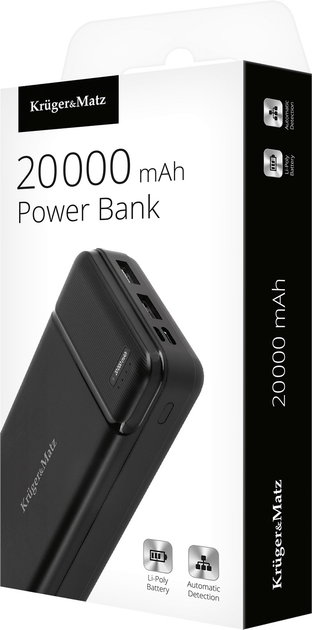 Powerbank Kruger&Matz Li-pol 20000 mAh Black (KM0906) - obraz 3