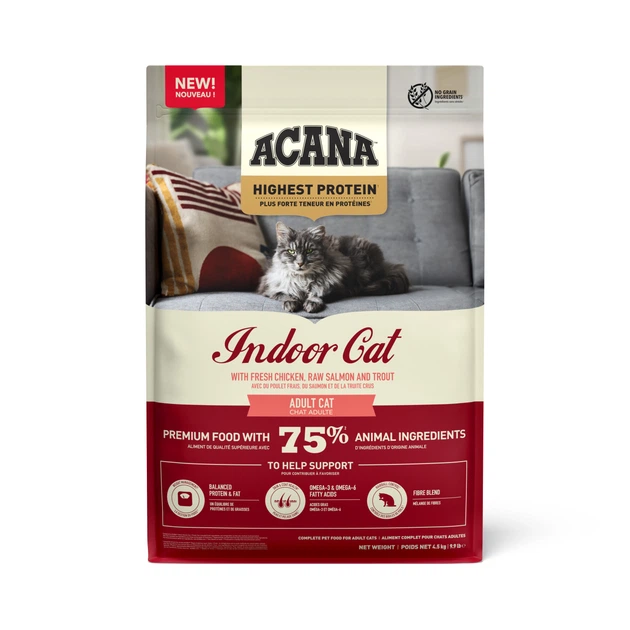 Сухой корм для котов Acana Highest Protein Indoor Cat 4.5 кг a72398 - Фото 1 Сухой корм для котов Acana Highest Protein Indoor Cat 4.5 кг a72398 - изображение 1