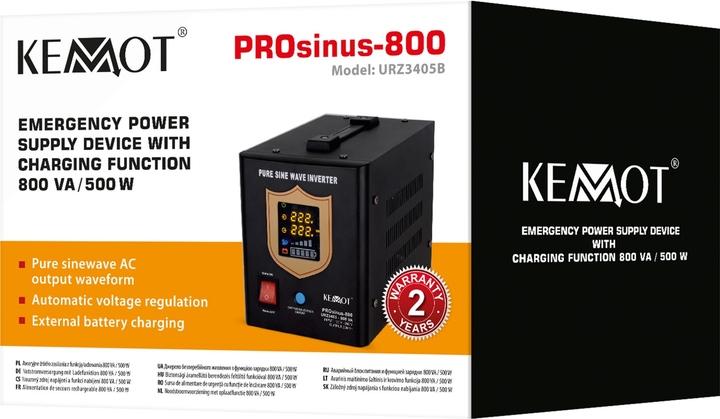 ДБЖ Kemot PROsinus-800 500 Вт/800 ВА Black (URZ3405B) - зображення 4