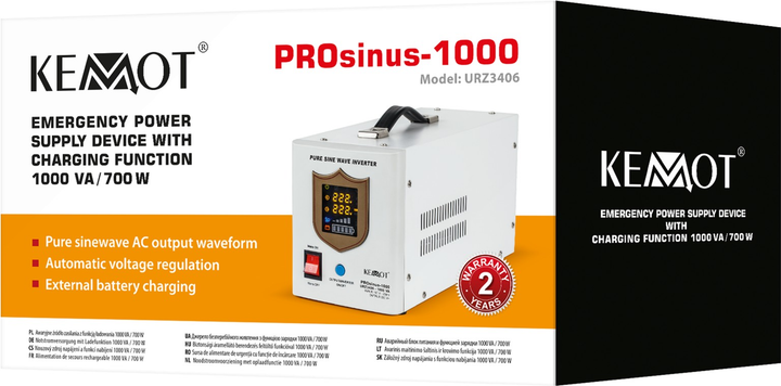 UPS Kemot PROsinus-1000 700W/1000VA White (URZ3406) - obraz 4