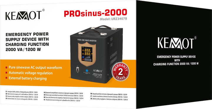UPS Kemot PROsinus-2000 1200W/2000VA Black (URZ3407B) - obraz 4