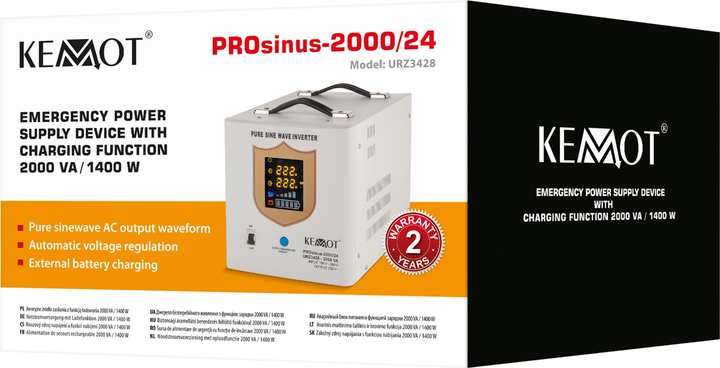 UPS Kemot PROsinus-2000/24 1400W/2000VA White (URZ3428) - obraz 4