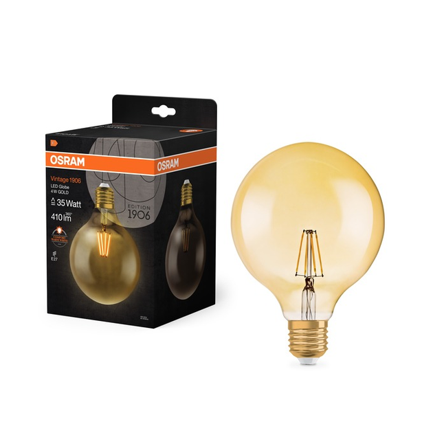 Żarówka Osram LED Vintage 1906 Globe 35 Filament 4W 824 E27 Gold (4099854091179) - obraz 3