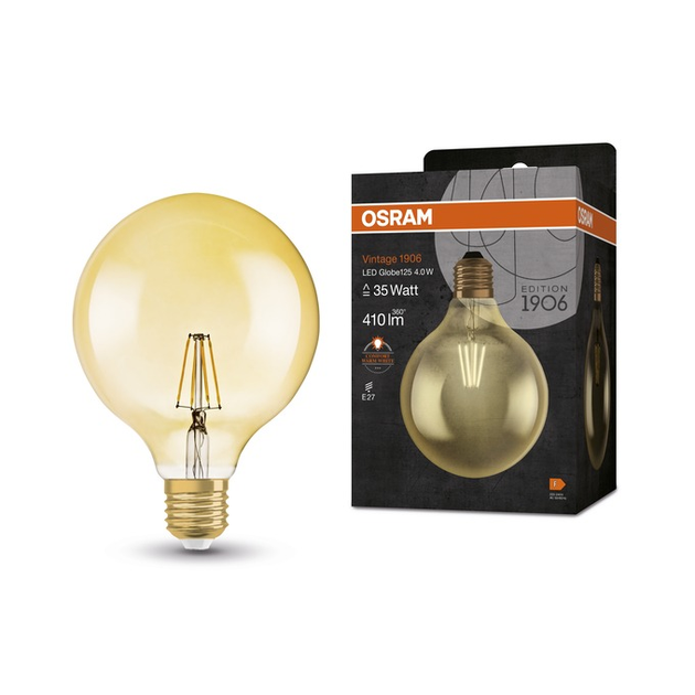 Żarówka Osram LED Vintage 1906 Globe 35 Filament 4W 824 E27 Gold (4099854091179) - obraz 4