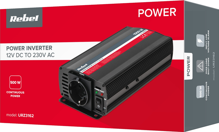 Автомобільний інвертор Rebel 500W 12V/230V (5901436779476) - зображення 4
