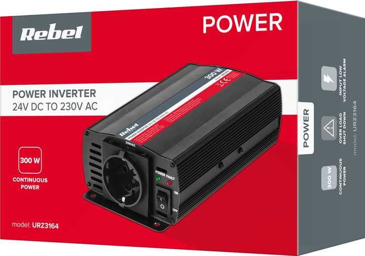 Автомобільний інвертор Rebel 300W 24V/230V (5901436734307) - зображення 4