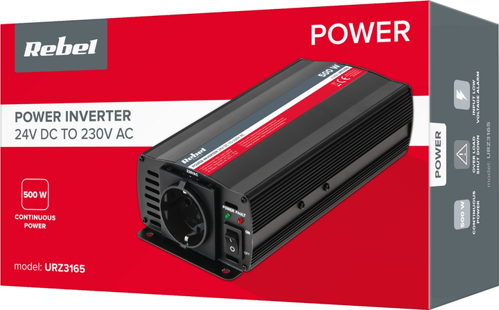 Автомобільний інвертор Rebel 500W 24V/230V (5901436734314) - зображення 4