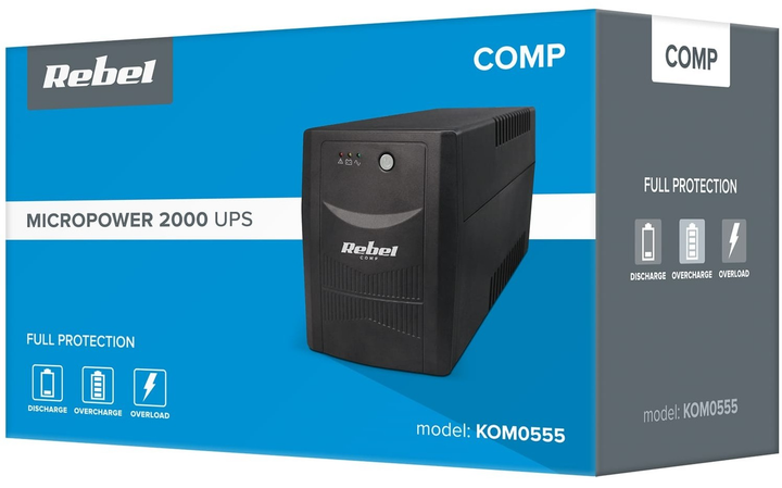 ДБЖ Rebel Micropower 2000 KOM0555 2000VA/1200W 230V 50Hz Black (5901436794912) - зображення 5