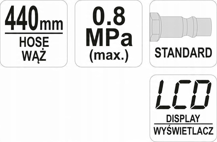Пневмопістолет YATO цифровий манометр LCD YT-23702 (5906083044359) - зображення 3