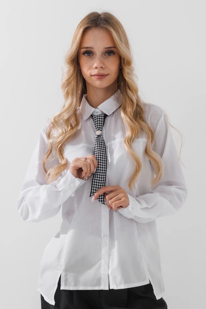 Рубашка однотонная для девочки Vio Faloni 3315 158 см Белый (2000990495112D)(SC) shop (2000990495112) - Фото 3 Рубашка однотонная для девочки Vio Faloni 3315 158 см Белый (2000990495112D)(SC) shop (2000990495112) - изображение 3