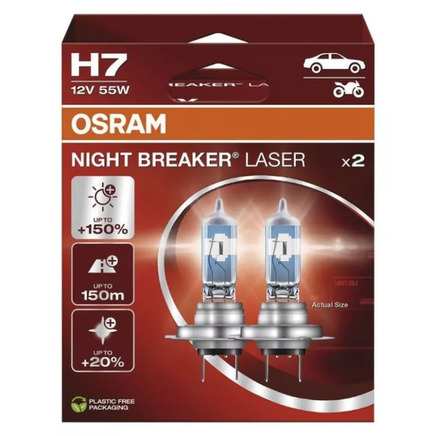 Żarówka halogenowa OSRAM H7 12V 55W PX26d NIGHT BREAKER LASER +150% 2 szt (64210NL-2HB) (4062172387590) - obraz 1