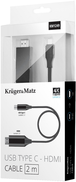 Кабель Kruger&Matz HDMI - USB-C 2 м Black (5901890064606) - зображення 2