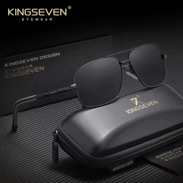 Чоловічі поляризаційні сонцезахисні окуляри KINGSEVEN N724 Black Gray - зображення 2