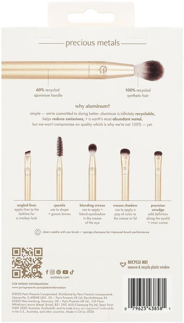 Zestaw pędzli do makijażu Ecotools Precious Metals Brightening Eye Set 5 szt (79625438581) - obraz 2