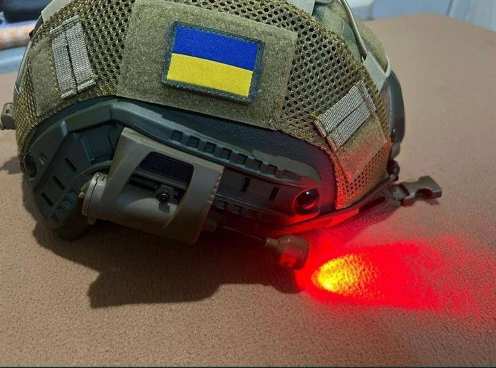 Тактичний військовий ліхтарик на шолом WoSporT із кріпленням на каску 4 режими освітлення олива - зображення 8