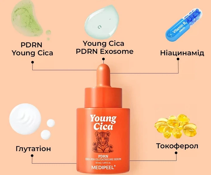Осветляющая сыворотка для лица MEDIPEEL Young Cica PDRN Exo-Pin Glutathione Serum с глутатионом 50 мл (8809941824865) - Фото 4 Осветляющая сыворотка для лица MEDIPEEL Young Cica PDRN Exo-Pin Glutathione Serum с глутатионом 50 мл (8809941824865) - изображение 4