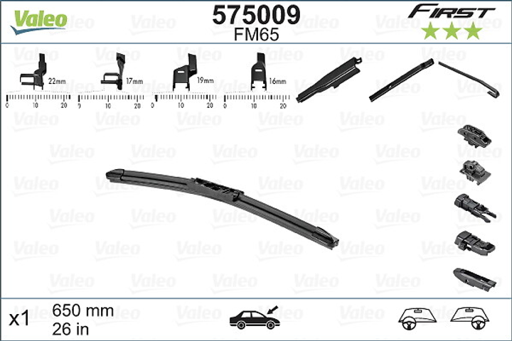 Pióro wycieraczki samochodowej Valeo FM65 bezszkieletowe 650 mm (VA 575009) - obraz 4