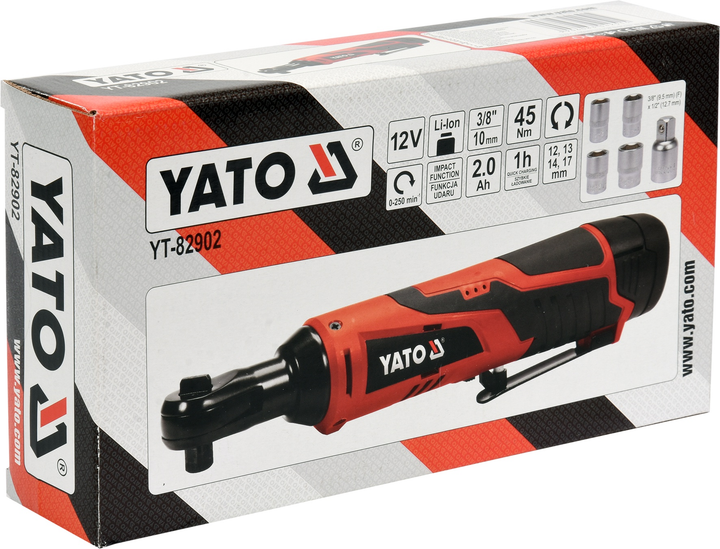 Grzechotka akumulatorowa Yato udarowa 12 v 3/8" 45 nm akumulator 2 ah YT-82902 (5906083042515) - obraz 4