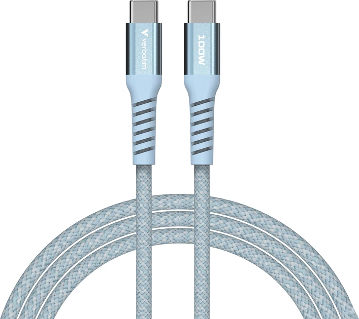 Кабель Verbatim 100 Вт, USB-C–USB-C, 120 см блакитний (31856) - зображення 2