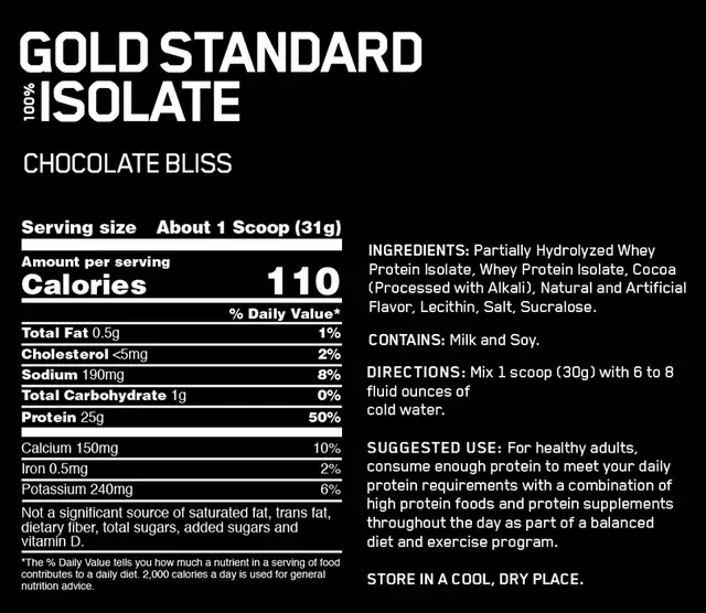 Протеїн ізолят Optimum Nutrition (USA) Gold Standard Isolate, 736 г., Бісквіт з молочним шоколадом - зображення 2