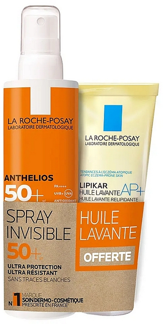 Zestaw kosmetyków do ochrony przeciwsłonecznej La Roche-Posay spray do ciała Anthelios SPF50 + 200 ml + olejek oczyszczający Lipikar 100 ml (3433425427515) - obraz 1