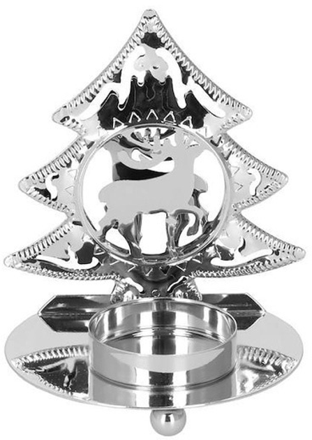 Świecznik świąteczny Springos metalowa choinka srebrny (CA1055) 10.5 x 8.8 x 7.1 cm (5907719440712) - obraz 1