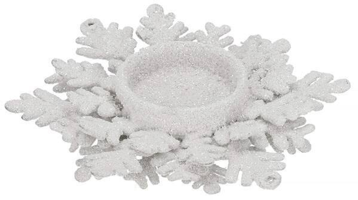 Świecznik świąteczny Springos na świeczkę tealight brokatowy srebrny (CA1204) 12 x 10.5 x 4 cm (5907719462097) - obraz 1