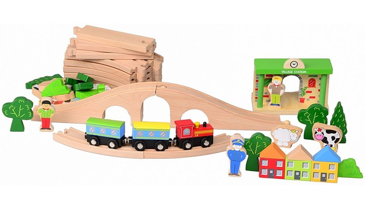 Drewniany tor kolejowy Bigjigs Toys 50 elementów L50029 (6955273550292) - obraz 2