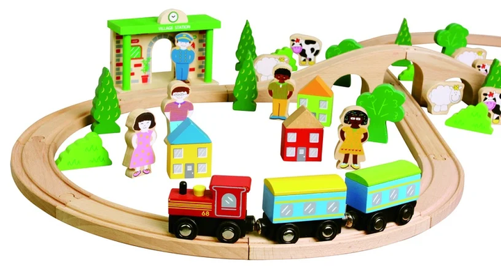 Drewniany tor kolejowy Bigjigs Toys 50 elementów L50029 (6955273550292) - obraz 3