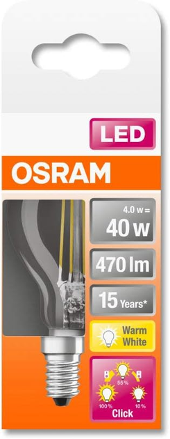 Żarówka Osram LED BULB E14 4 w 827 DIMX 3 FIL 470 lm (4058075434448) - obraz 3