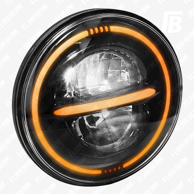 Фара FlareBeam HL-7IN-1079DC головного света светодиодная (LED) с ДХО и поворотником Ø7 дюймов 12 В чёрная - изображение 7