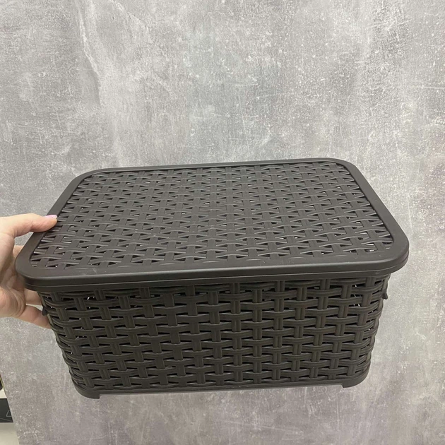 Кошик для зберігання з кришкою коричнева 31*21*15,7 см SP295 - зображення 3
