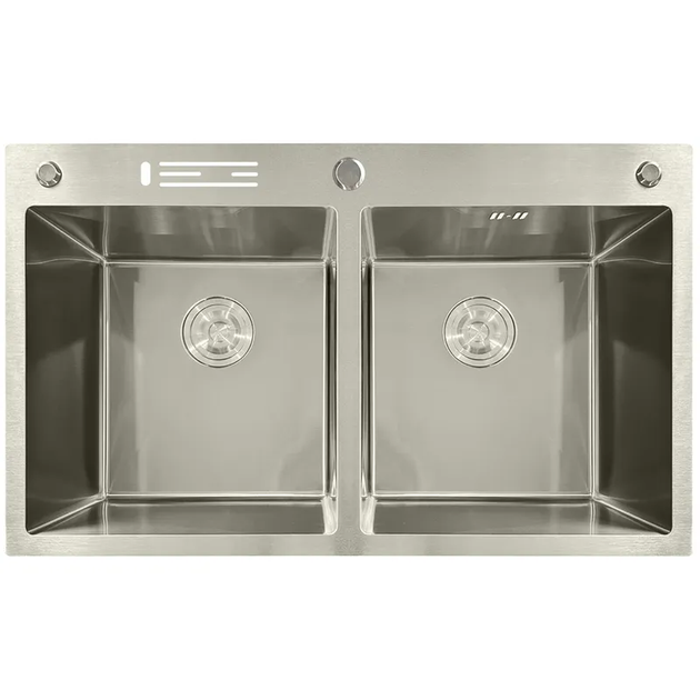 Кухонная мойка MIXXUS MH8350-DK NANO-SILVER нержавеющая сталь 3.0/0.8 мм интегрированная с двумя чашами (MI7052) - Фото 1 Кухонная мойка MIXXUS MH8350-DK NANO-SILVER нержавеющая сталь 3.0/0.8 мм интегрированная с двумя чашами (MI7052) - изображение 1