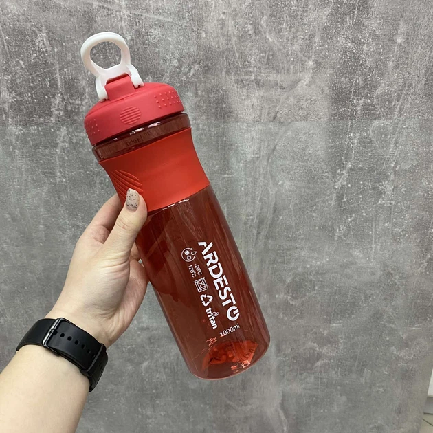 Бутылка для воды Smart Bottle 1000 мл тритан красная Ardesto AR2204TR - Фото 3 Бутылка для воды Smart Bottle 1000 мл тритан красная Ardesto AR2204TR - изображение 3