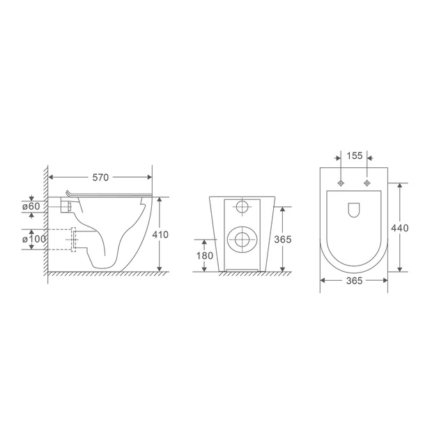 Унітаз підлоговий безбачковий Mixxus Premium ELLIPSE-0701-T1 570х365х410mm, система змиву TORNADO 1 ( 16936 ) - изображение 3