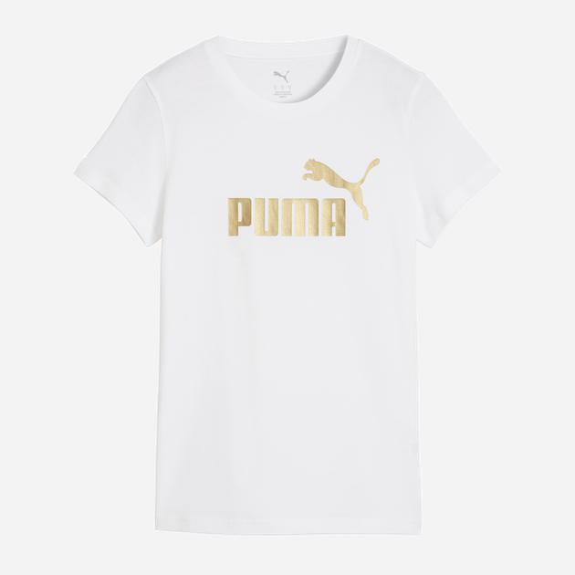 Футболка хлопковая женская Puma Essentials Graphics 63153652 XS White-metallic gold с принтом (4069157467650) - изображение 4