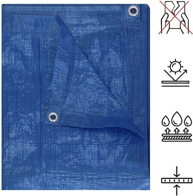 Plandeka Springos gruba płachta ochronna 4 x 6 m 60g/m2 niebieska (GA2117) (5907719430041) - obraz 10