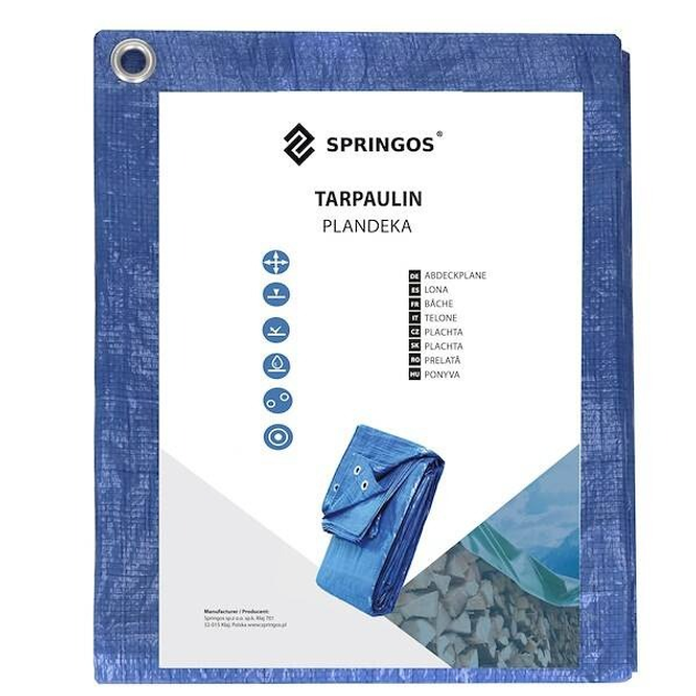 Plandeka Springos gruba płachta ochronna 3 x 3 m 60g/m2 niebieska (GA2122) (5907719430096) - obraz 9