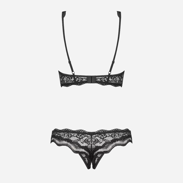 Komplet erotyczny (biustonosz + stringi) Obsessive Luvae Open Cup S/M Black (5901688226698) - obraz 4