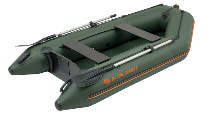 Надувная моторная лодка Kolibri KM-300 (Колибри КМ-300), темно-зеленая, пайол - слань книжка - изображение 3