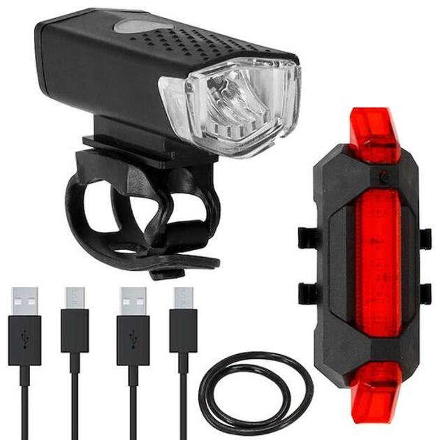 Zestaw lampek rowerowych Springos na USB, 2 sztuki BA0054 (5907719448275) - obraz 1
