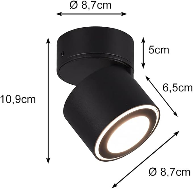 Reflektor punktowy Taurus LED Ceiling 652910132 9 cm Czarny (4017807473650) - obraz 3