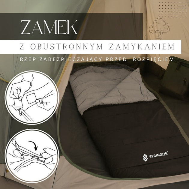 Śpiwór turystyczny Springos CS0046 220 x 80 cm Czarno-szary (5907719436685) - obraz 10
