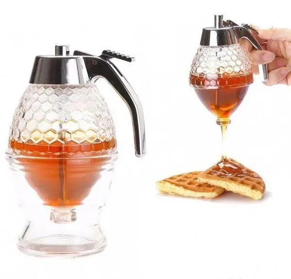 Диспенсер для меда Honey Dispenser акрил 200 мл нержавеющая сталь 10 х 15 х 8 см - изображение 2