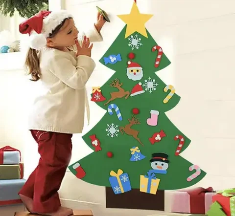 Детская елка с игрушками из фетра на стену 95 х 70см Chrismas Free - изображение 3