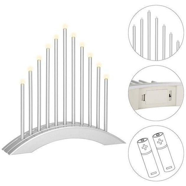 Świecznik adwentowy Springos CL0850 LED 11 świec Srebrny (5907719426723) - obraz 9