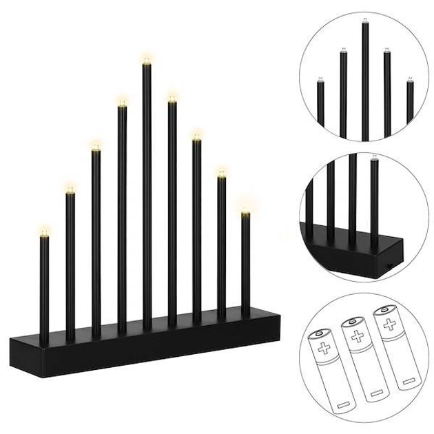 Świecznik adwentowy Springos CL0854 LED 9 świec Czarny (5907719426761) - obraz 10